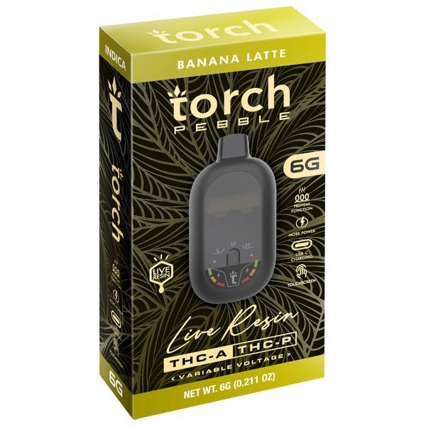 Torch Pebble Live Rosin Disposable Vapes 6 Grams Strain: Banana Latte (Indica)