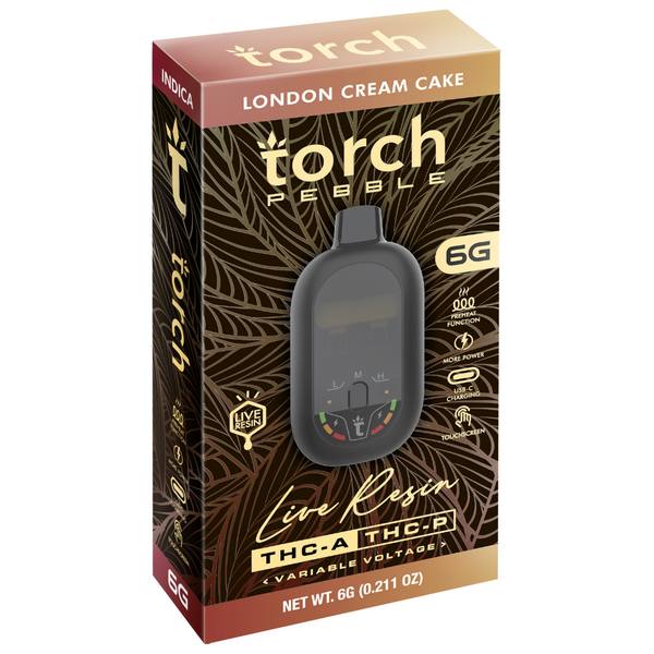 Torch Pebble Live Rosin Disposable 6G Strain: London Cream Cake (Indica)