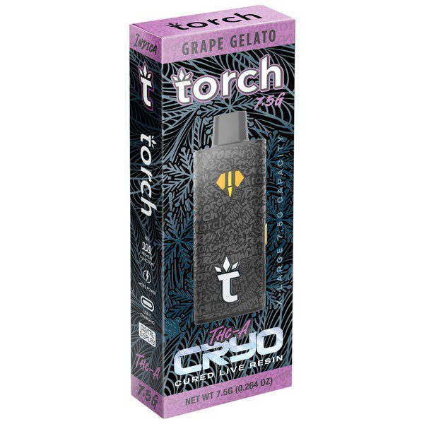 Torch THC-A Cryo Live Resin Disposable 7.5G Strain: Grape Gelato (Indica)