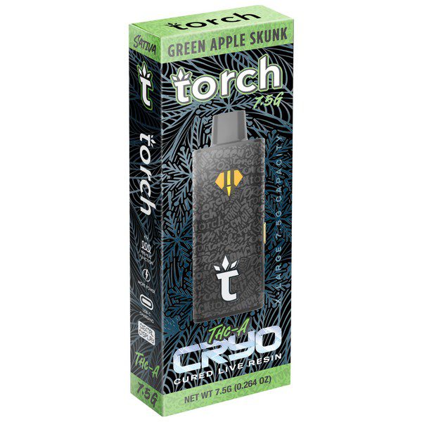 Torch THC-A Cryo Live Resin Disposable 7.5G Strain: Green Apple Skunk (Sativa)