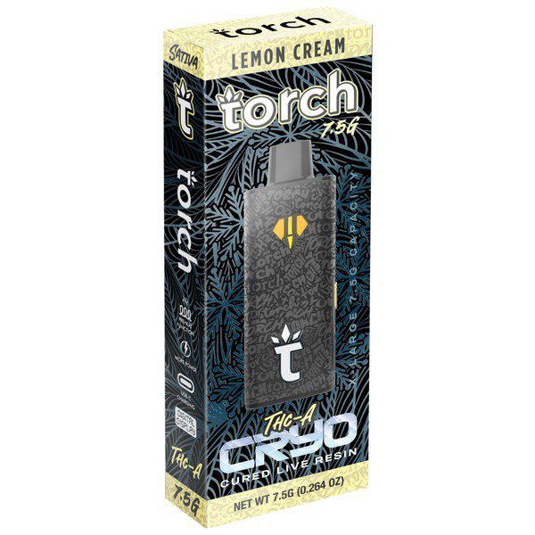 Torch THC-A Cryo Live Resin Disposable 7.5G Strain: Lemon Cream (Sativa)