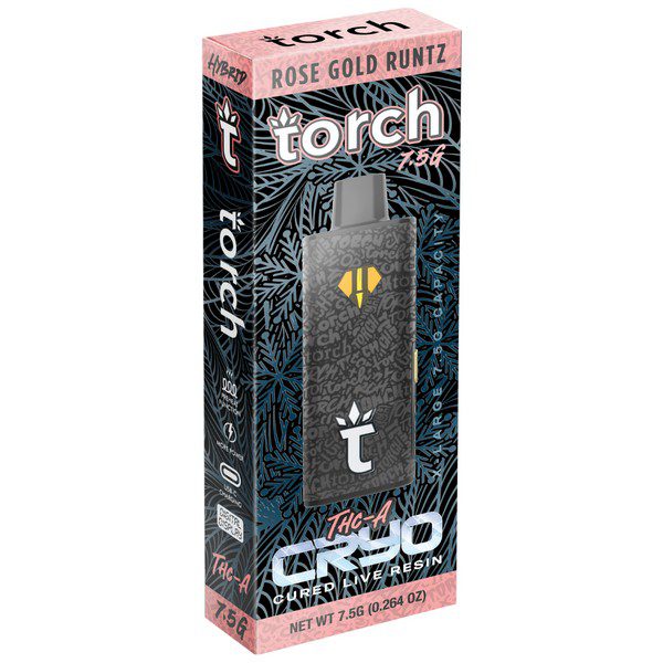 Torch THC-A Cryo Live Resin Disposable 7.5G Strain: Rose Gold Runtz (Hybrid)