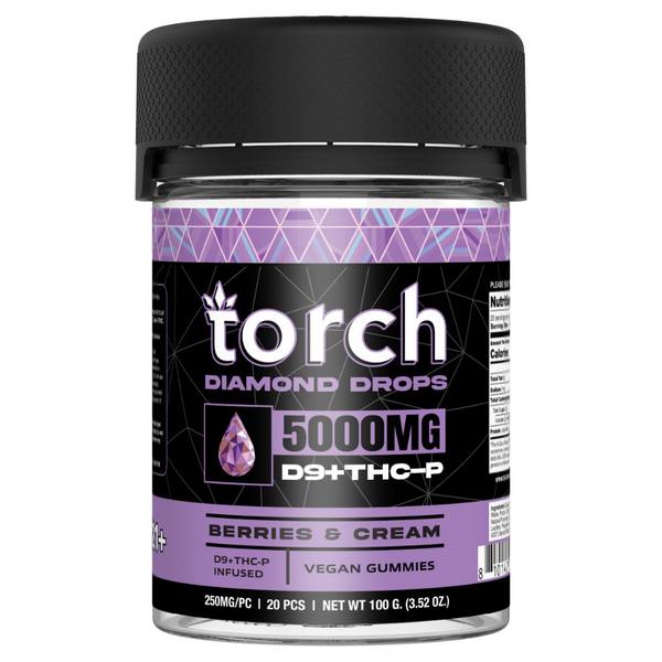 Torch THC-P Diamond Drops Gummies 5000mg flavor: Berries and Cream