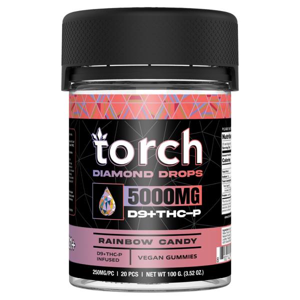 Torch THC-P Diamond Drops Gummies 5000mg flavor: Rainbow Candy