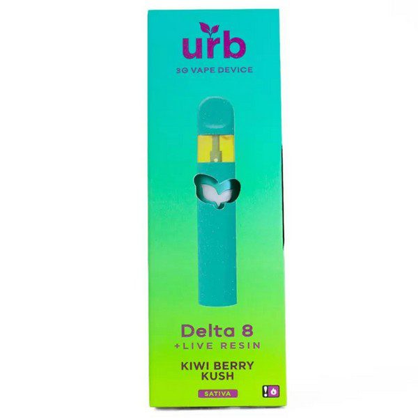 URB Delta 8 Live Resin Disposable 3G strain: Kiwi Berry Kush (Sativa)