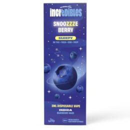 URB Incredibles Disposable 3G strain-blend: Snoozzzeberry (Indica, D8, THCA, CBN, THCP)