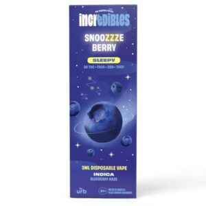 URB Incredibles Disposable 3G strain-blend: Snoozzzeberry (Indica, D8, THCA, CBN, THCP)
