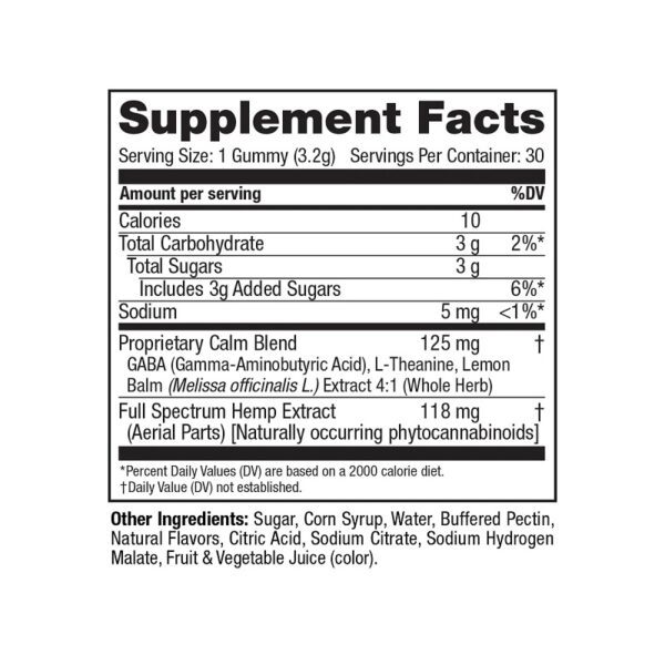 Full Spectrum CBD Calming Gummies FULL SPECTRUM - MIXED BERRY - 30 COUNT - Supplement Facts