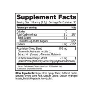Full Spectrum CBD Sleep Gummies 30 counts - supplement facts