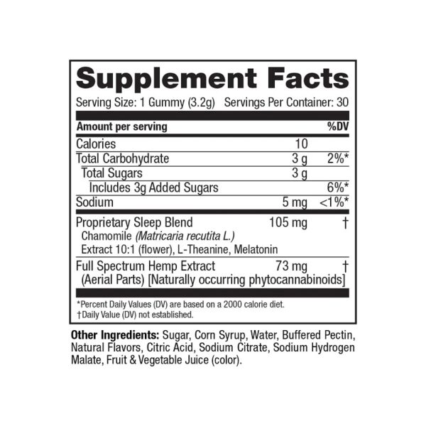 Full Spectrum CBD Sleep Gummies 30 counts - supplement facts