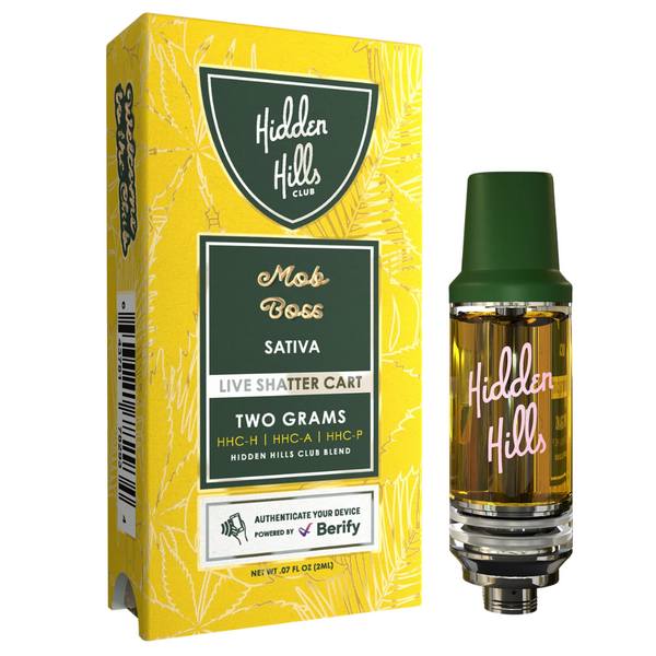 Hidden Hills Live Shatter Cartridge 2G Strain: Mob Boss (Sativa)