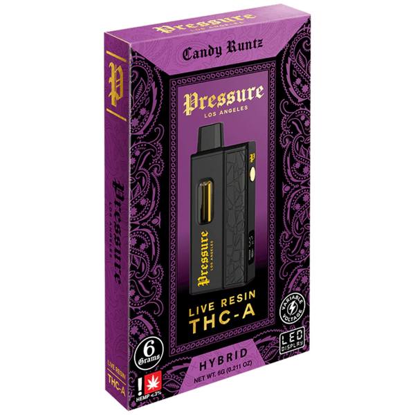 Pressure Live Resin THC-A Disposable 6G strain: Candy Runtz (Hybrid)