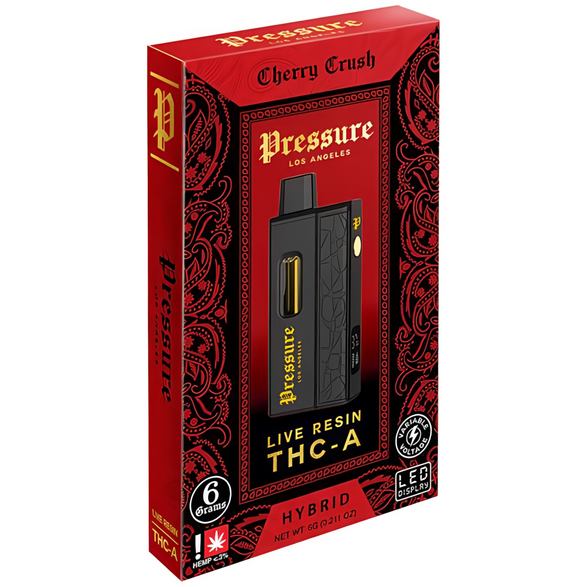 Pressure Live Resin THC-A Disposable 6G strain: Cherry Crush (Hybrid)