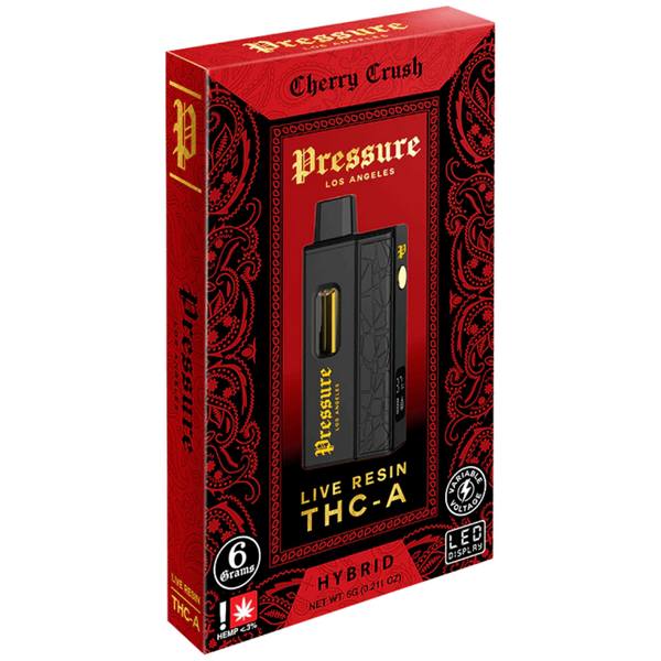 Pressure Live Resin THC-A Disposable 6G strain: Cherry Crush (Hybrid)