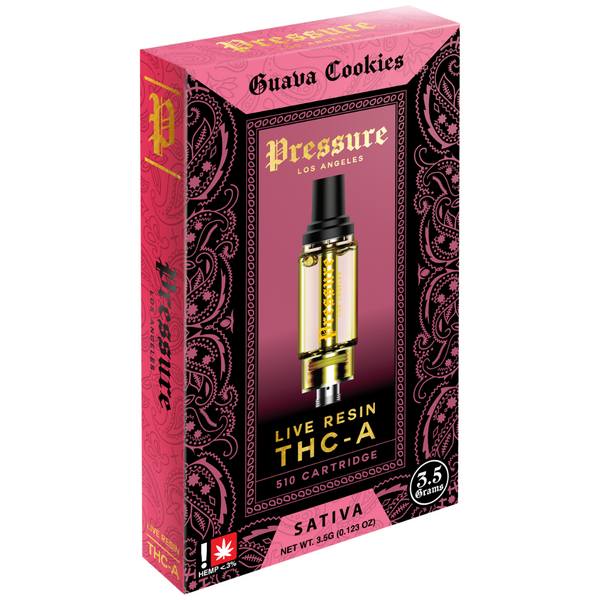 Pressure Live Resin THC-A Cartridge 3.5G Strain: Guava Cookies (Sativa