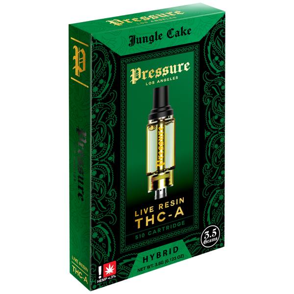 Pressure Live Resin THC-A Cartridge 3.5G Strain: Jungle Cake (Hybrid)