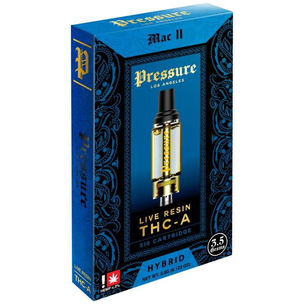 Pressure Live Resin THC-A Cartridge 3.5G Strain: Mac 11 (Hybrid)