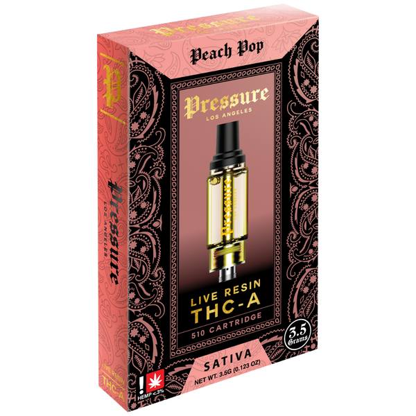 Pressure Live Resin THC-A Cartridge 3.5G Strain: Peach Pop (Sativa)