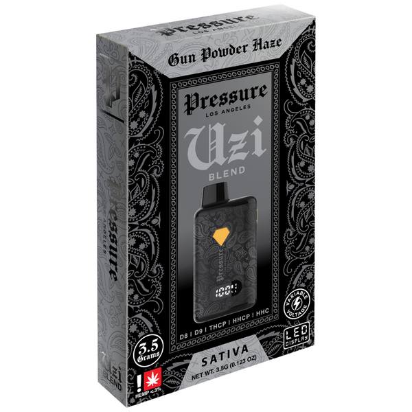 Pressure UZI Blend Disposable 3.5G strain: Gun Powder Haze (Sativa)