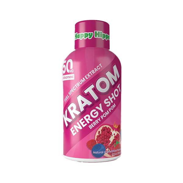 Happy Hippo Kratom Energy Shot 2oz - Cherry PomPom