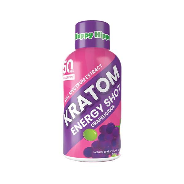 Happy Hippo Kratom Energy Shot 2oz - Grapelicious