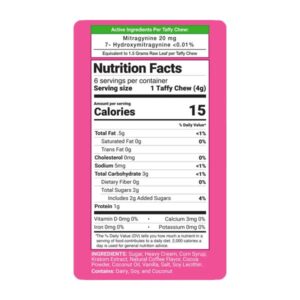 Happy Hippo Kratom Extract Taffy - Mocha Nutrition Facts
