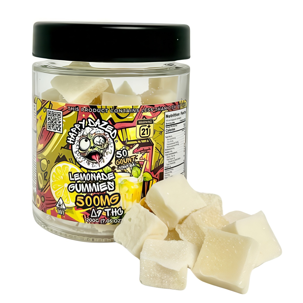 Happy Dazed Bulk D9 Gummies 50 count - Lemonade