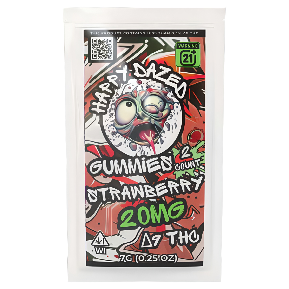 Happy Dazed D9 Gummies 2 count - Strawberry