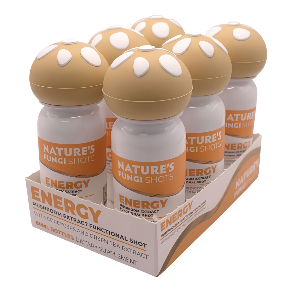 Nature's Fungi Mushroom Extract Functional Shots 6-Pack - Energy side view