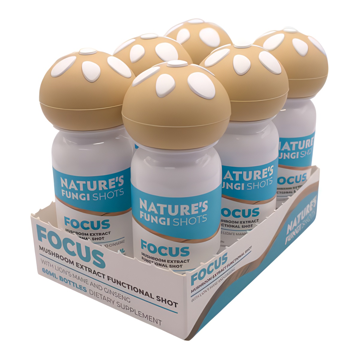 Nature's Fungi Mushroom Extract Functional Shots 6-Pack - Focus side view
