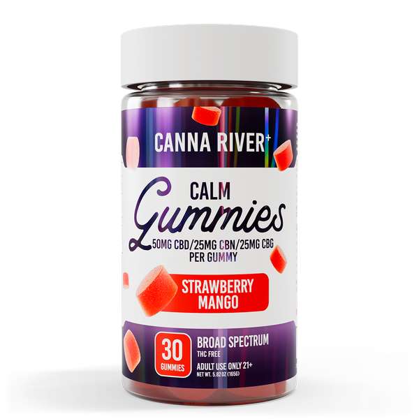 Canna River⁺ Broad Spectrum Calm CBD Gummies 30 Count - Strawberry Mango
