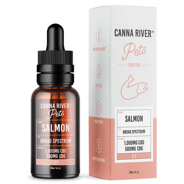 Canna River⁺ Broad Spectrum CBD Pet Tincture 30mL - 1000mg CBD + 500mg CBG - Salmon