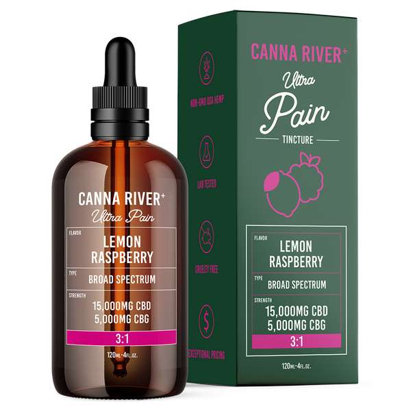 Canna River⁺ Broad Spectrum CBD Ultra Pain Tincture 120mL - Lemon Raspberry