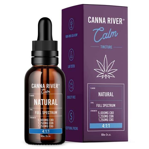 Canna River⁺ Full Spectrum CBD Calm Tincture 5000mg CBD + 1250mg CBG + 1250mg CBN - Natural