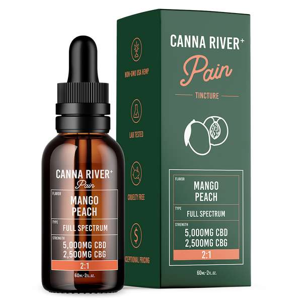 Canna River⁺ Full Spectrum CBD Pain Tincture 5000 CBD + 2500 CBG - Mango Peach