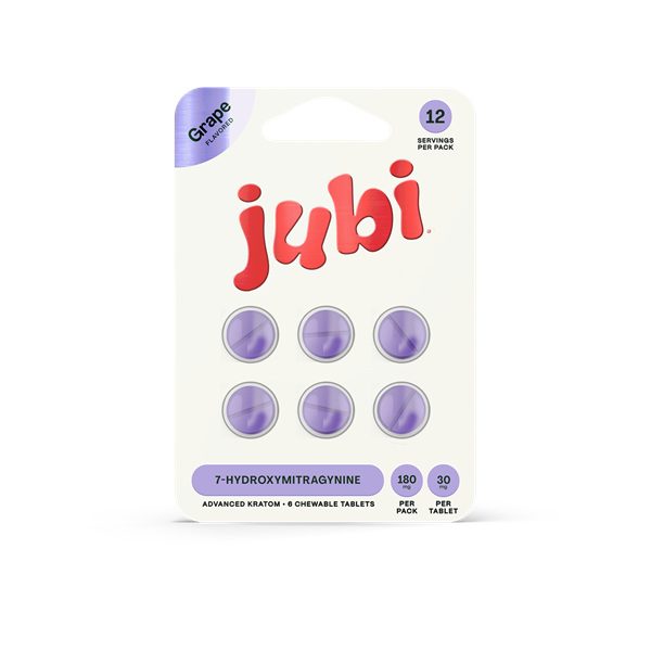 Jubi 7oh Extract Chewable Kratom Tablets 30mg | 6ct - Grape