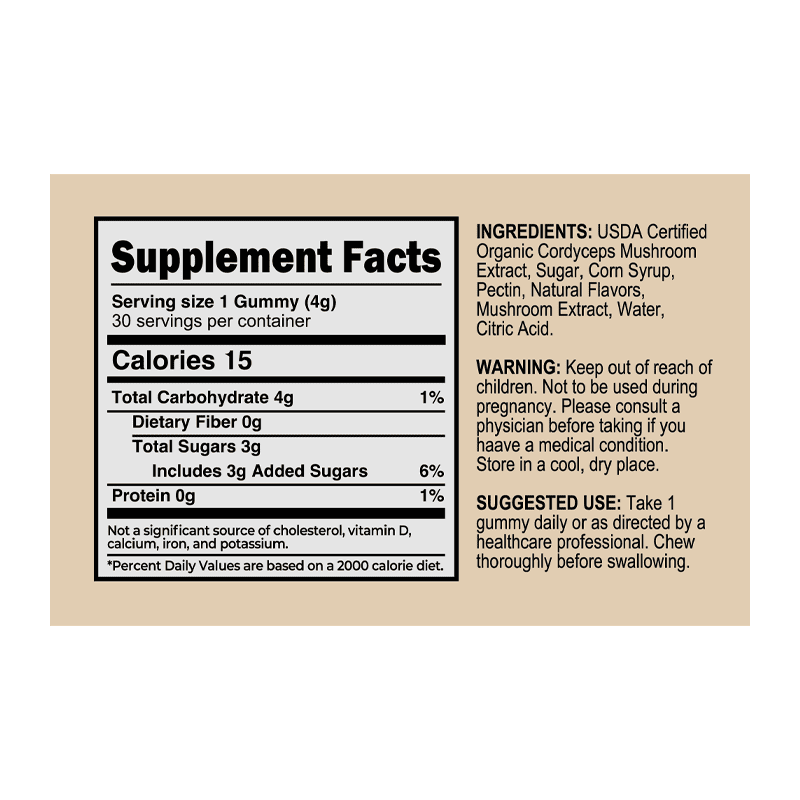 SporesMD Cordyceps Mushroom Gummies 30ct - Ingredients